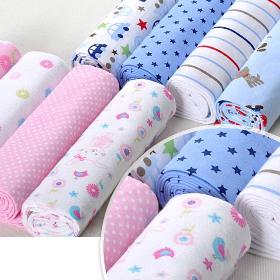 4PCs Cotton Flannel Receiving Baby Blankets